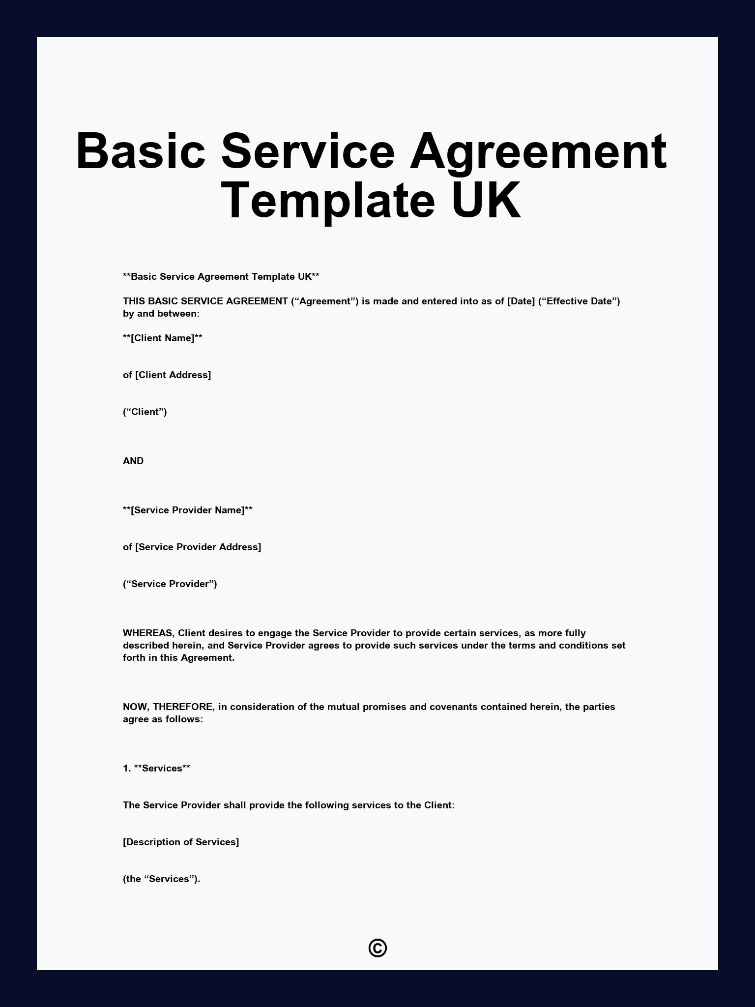 Basic Service Agreement Template UK