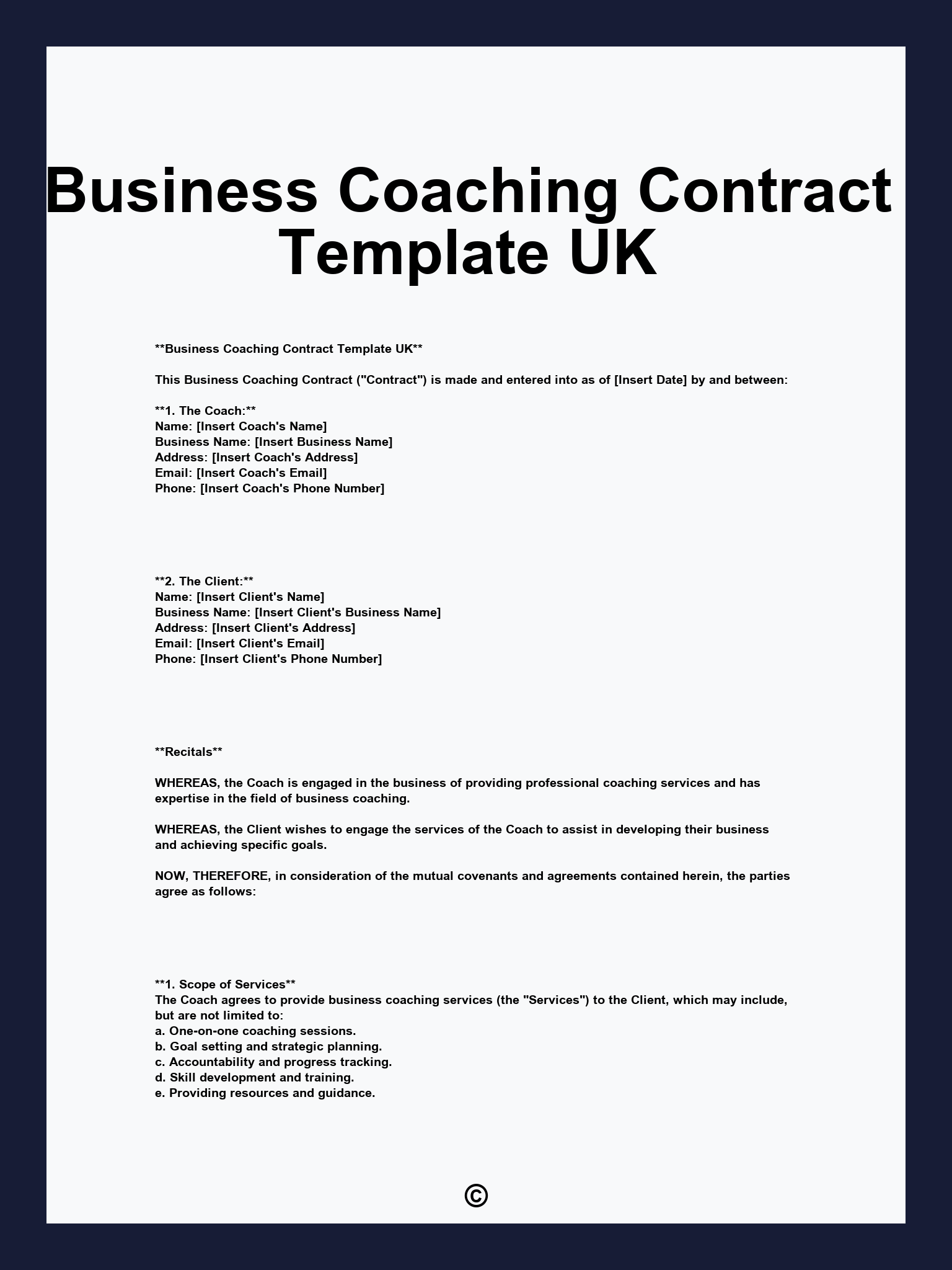 Business Coaching Contract Template UK