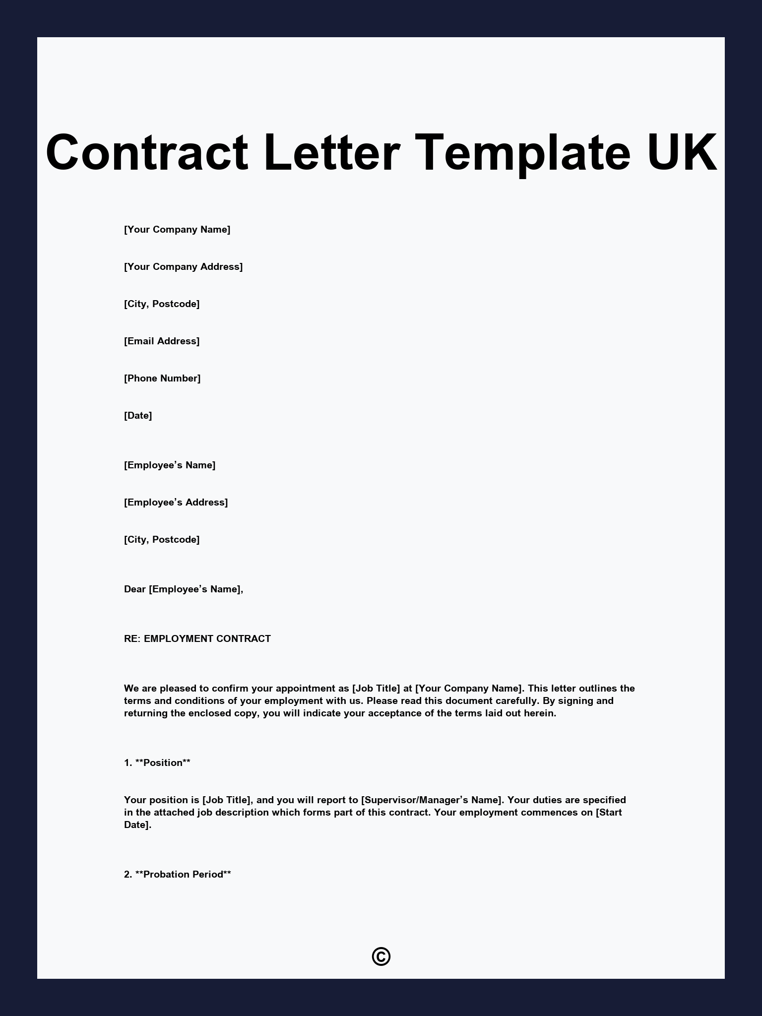 Contract Letter Template UK