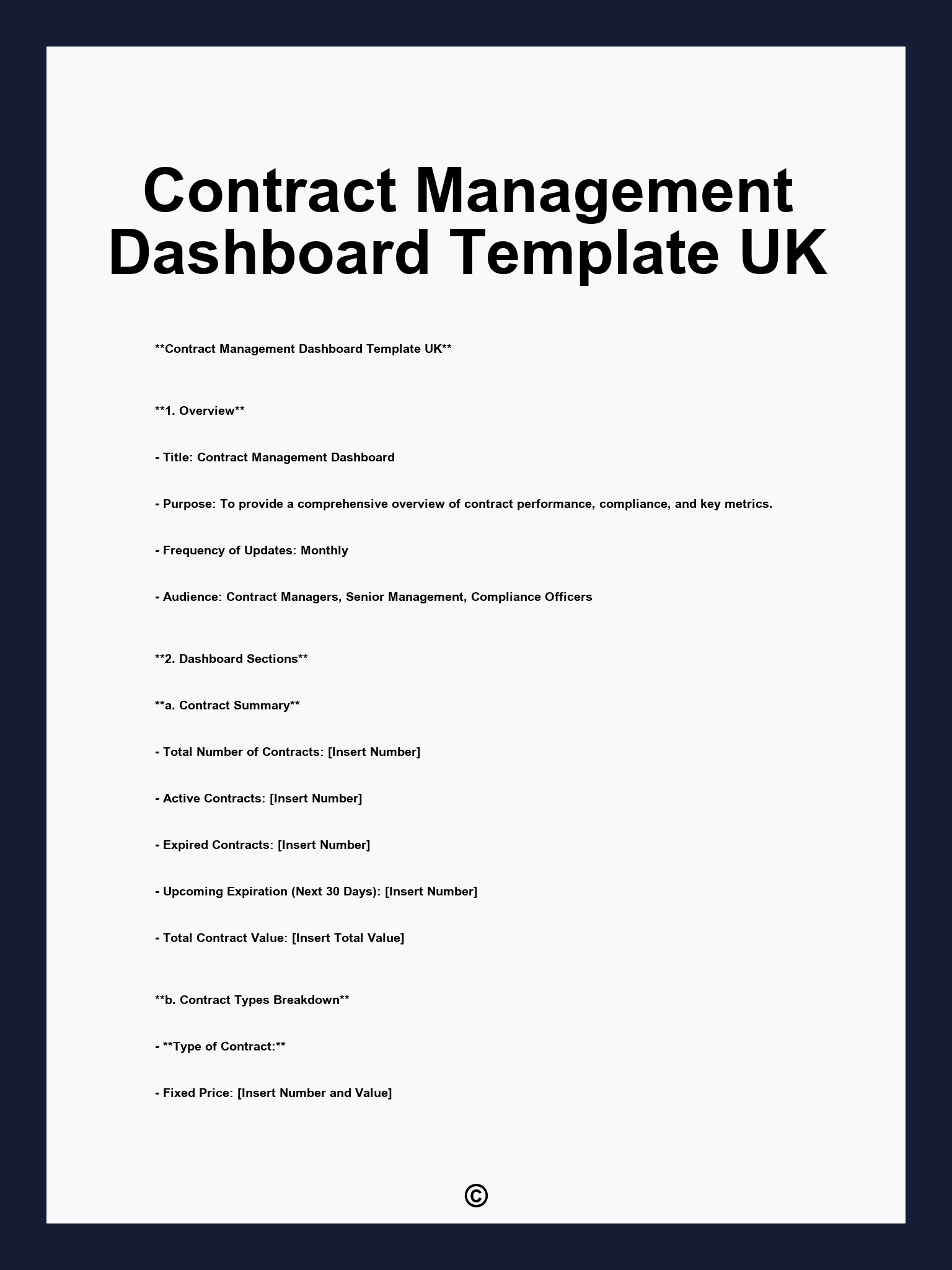 Contract Management Dashboard Template UK