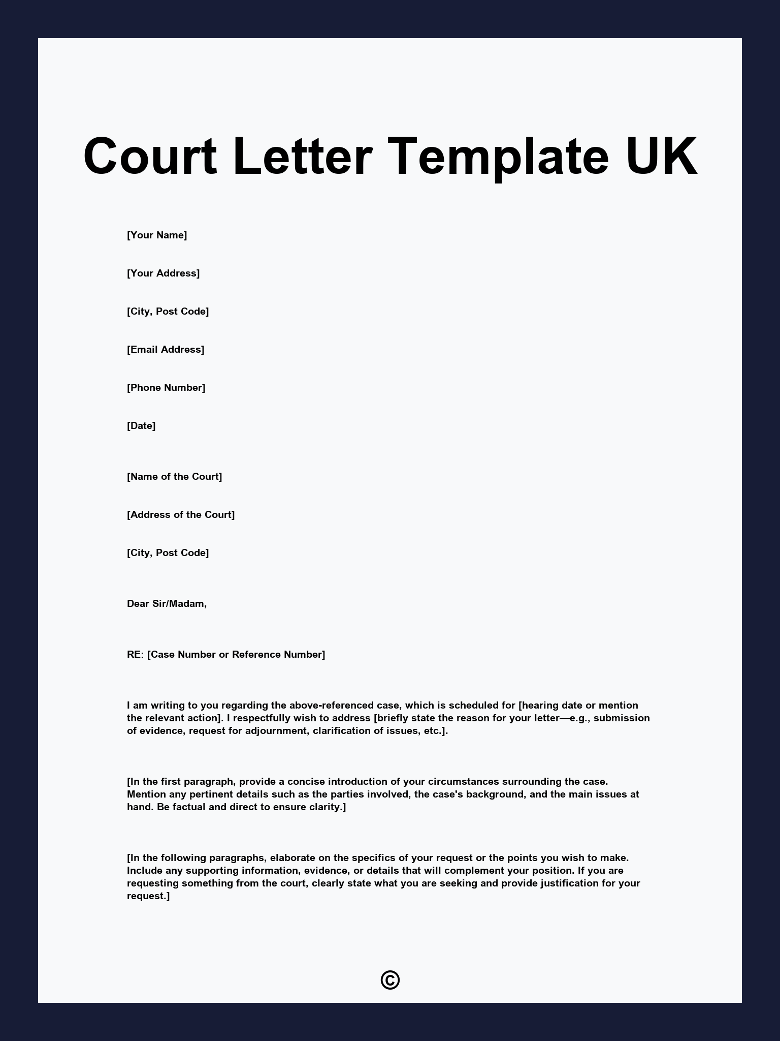 Court Letter Template UK
