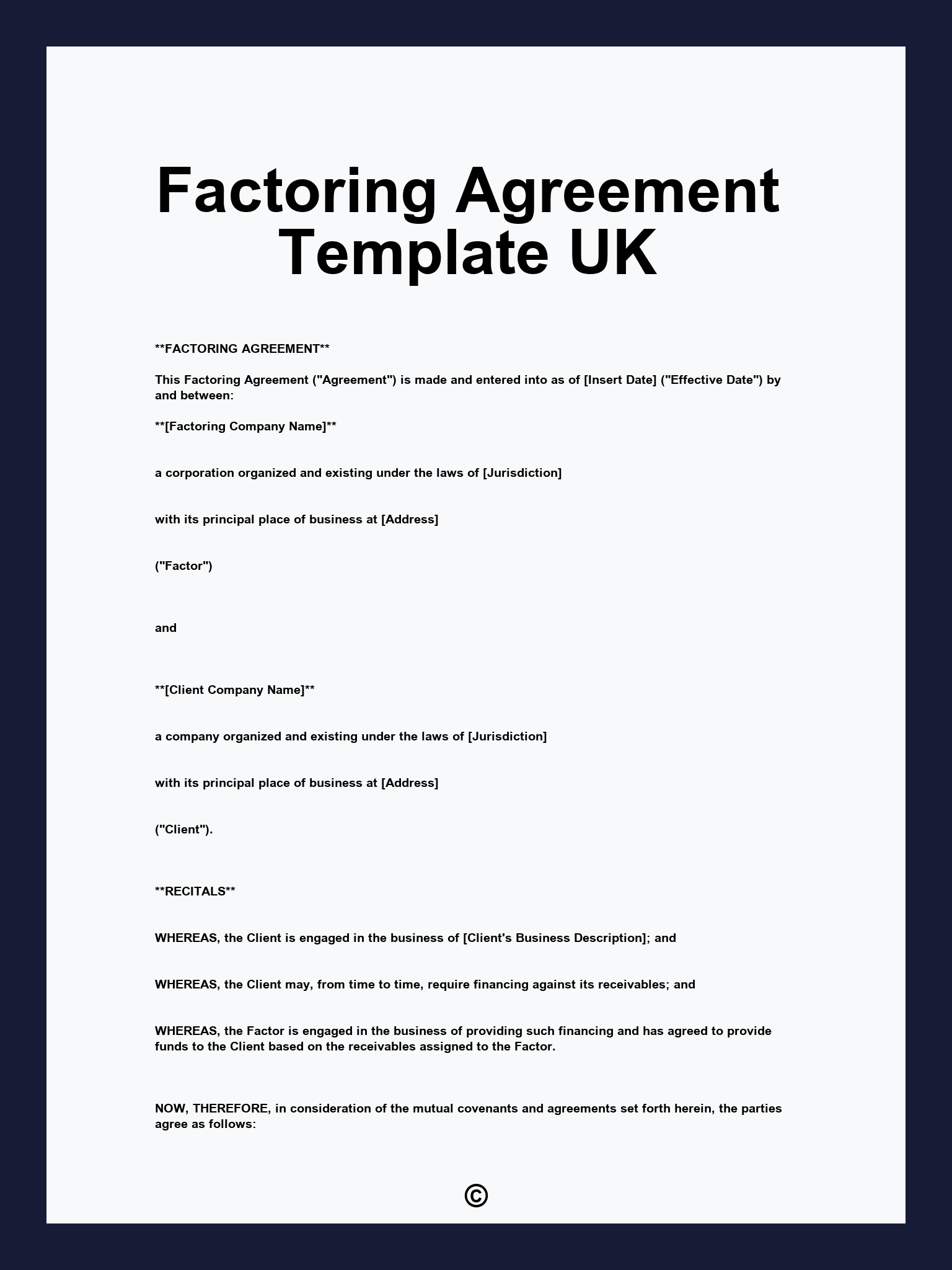 Factoring Agreement Template UK