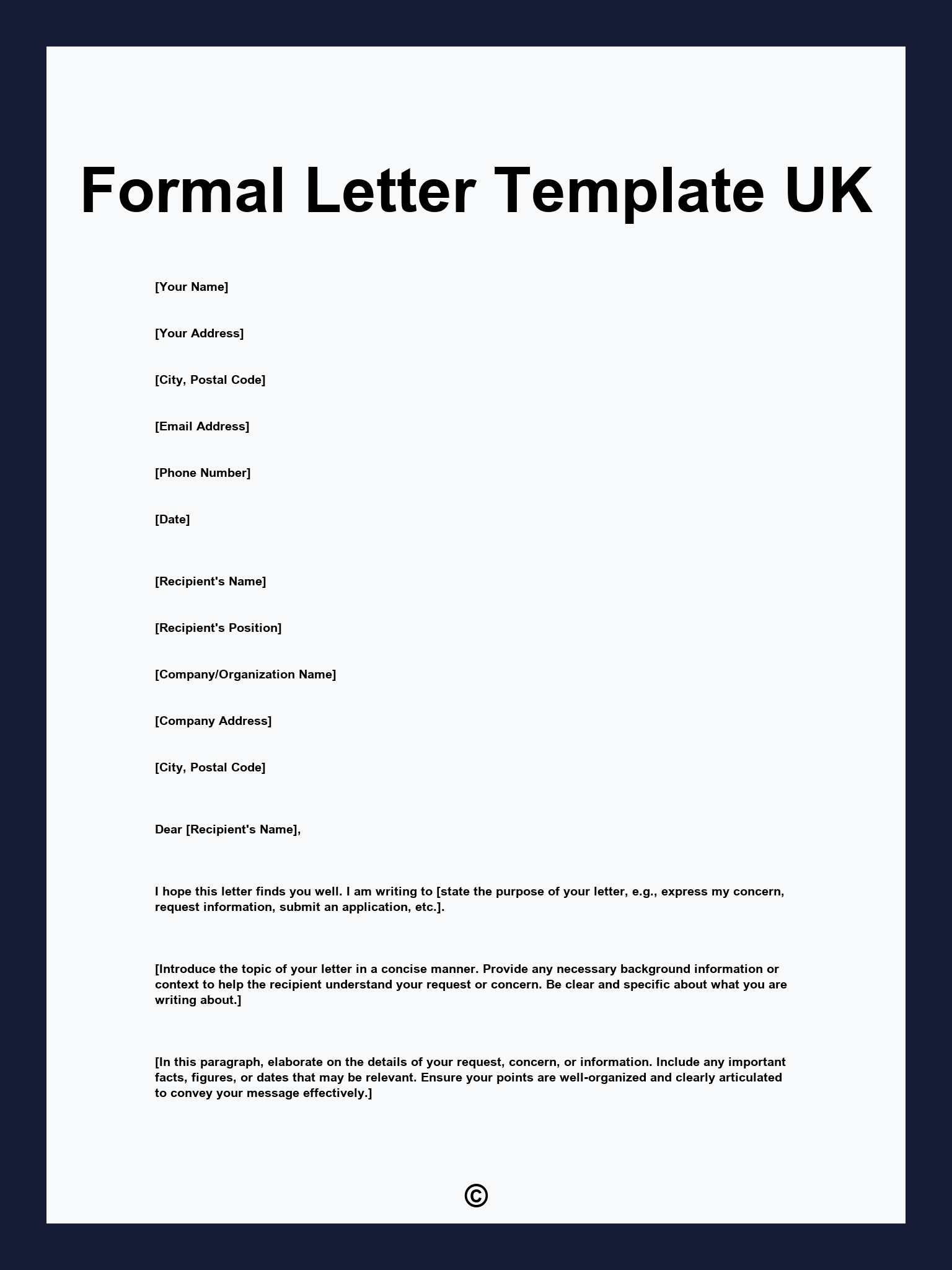Formal Letter Template UK