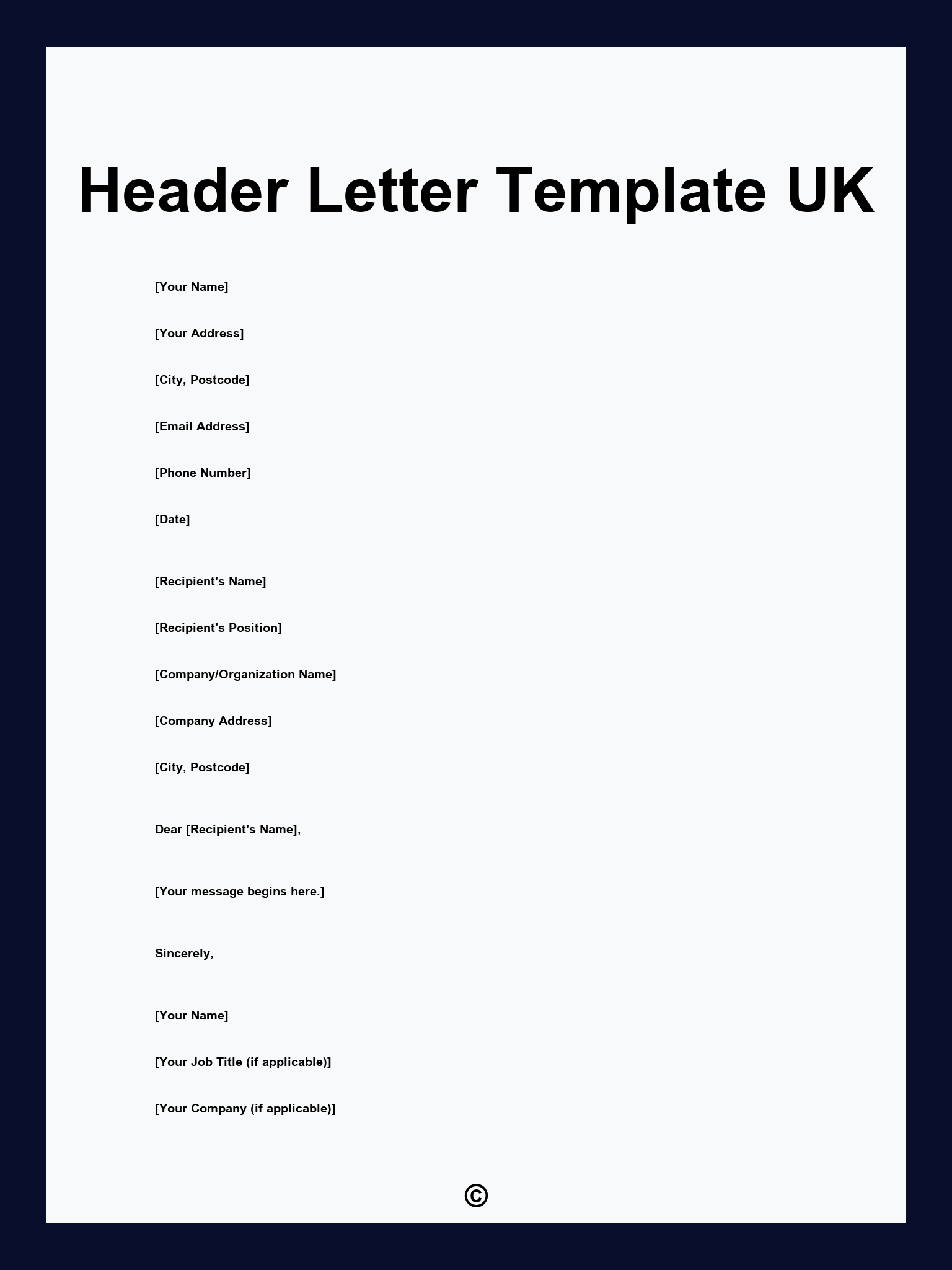 Header Letter Template UK