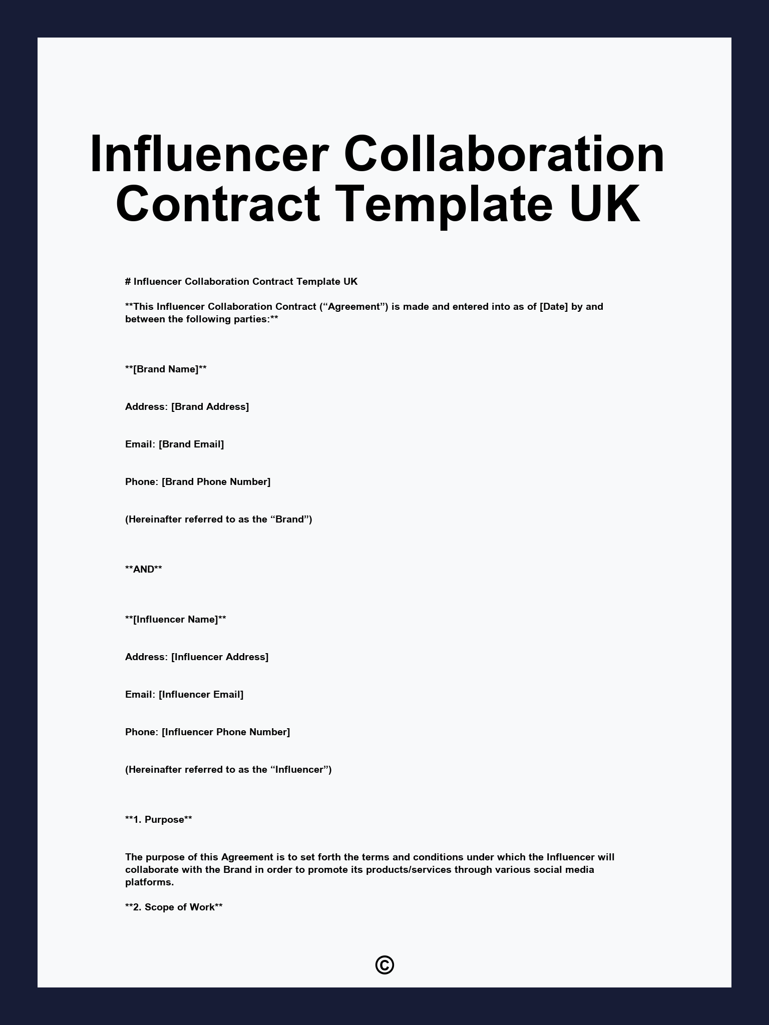 Influencer Collaboration Contract Template UK