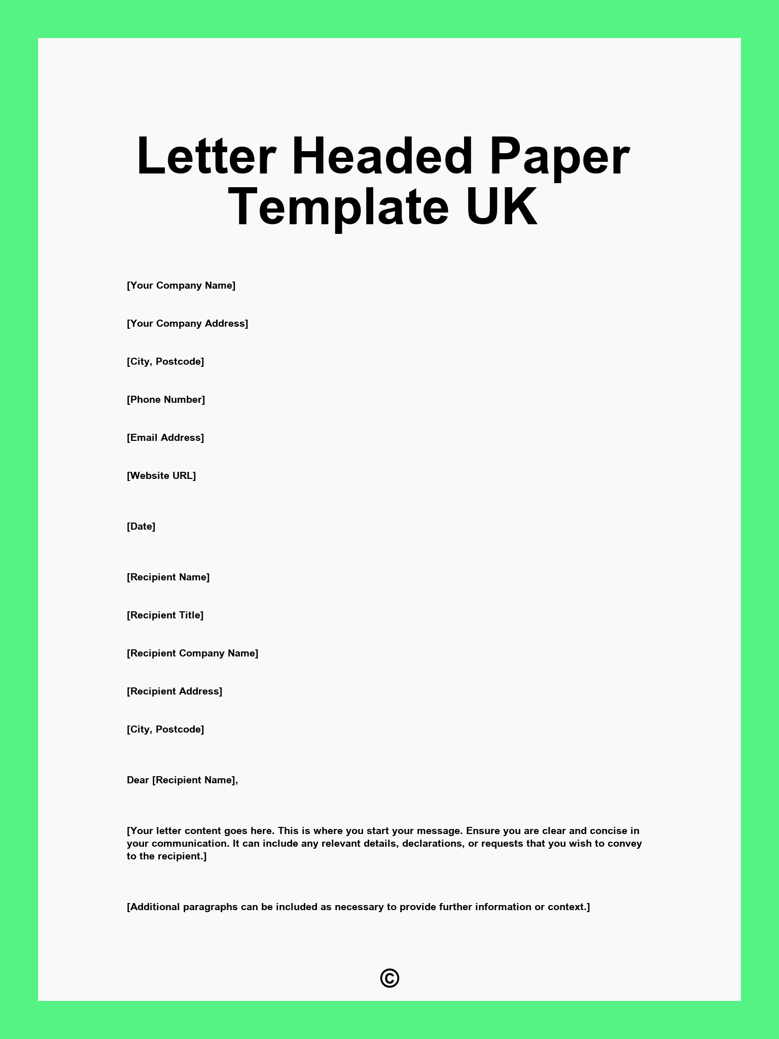 Letter Headed Paper Template UK Letter Headed Paper Template UK