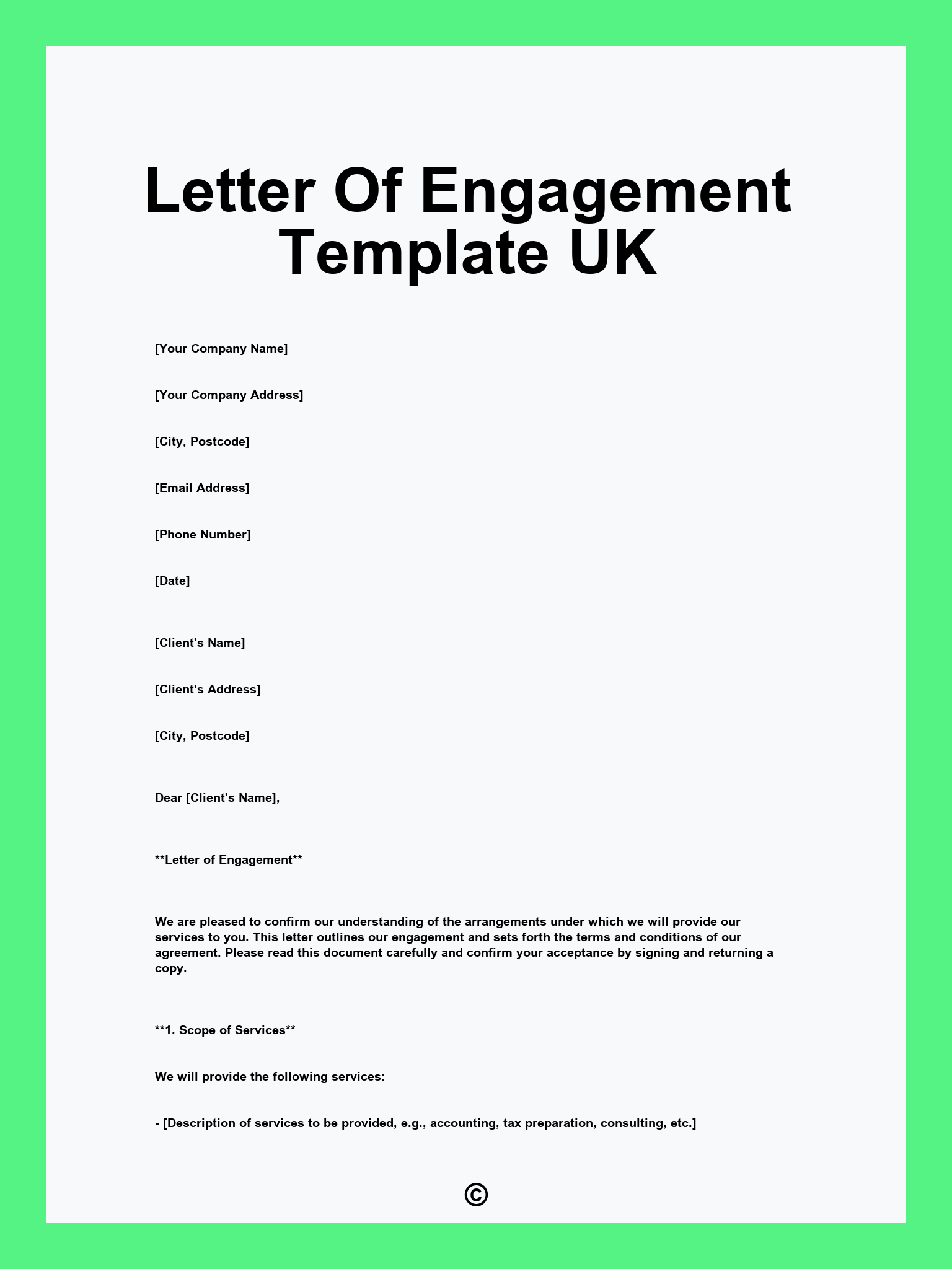 Letter Of Engagement Template UK
