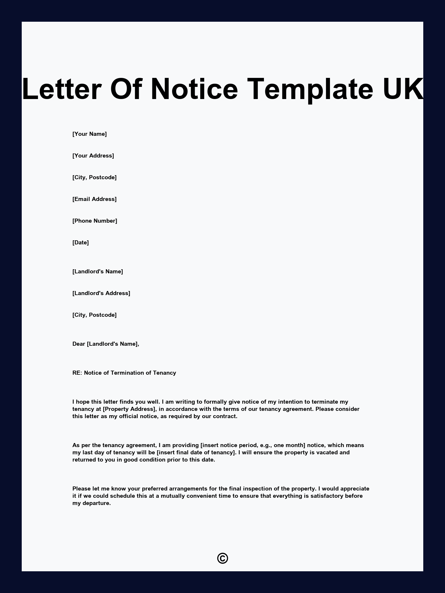 Letter Of Notice Template UK