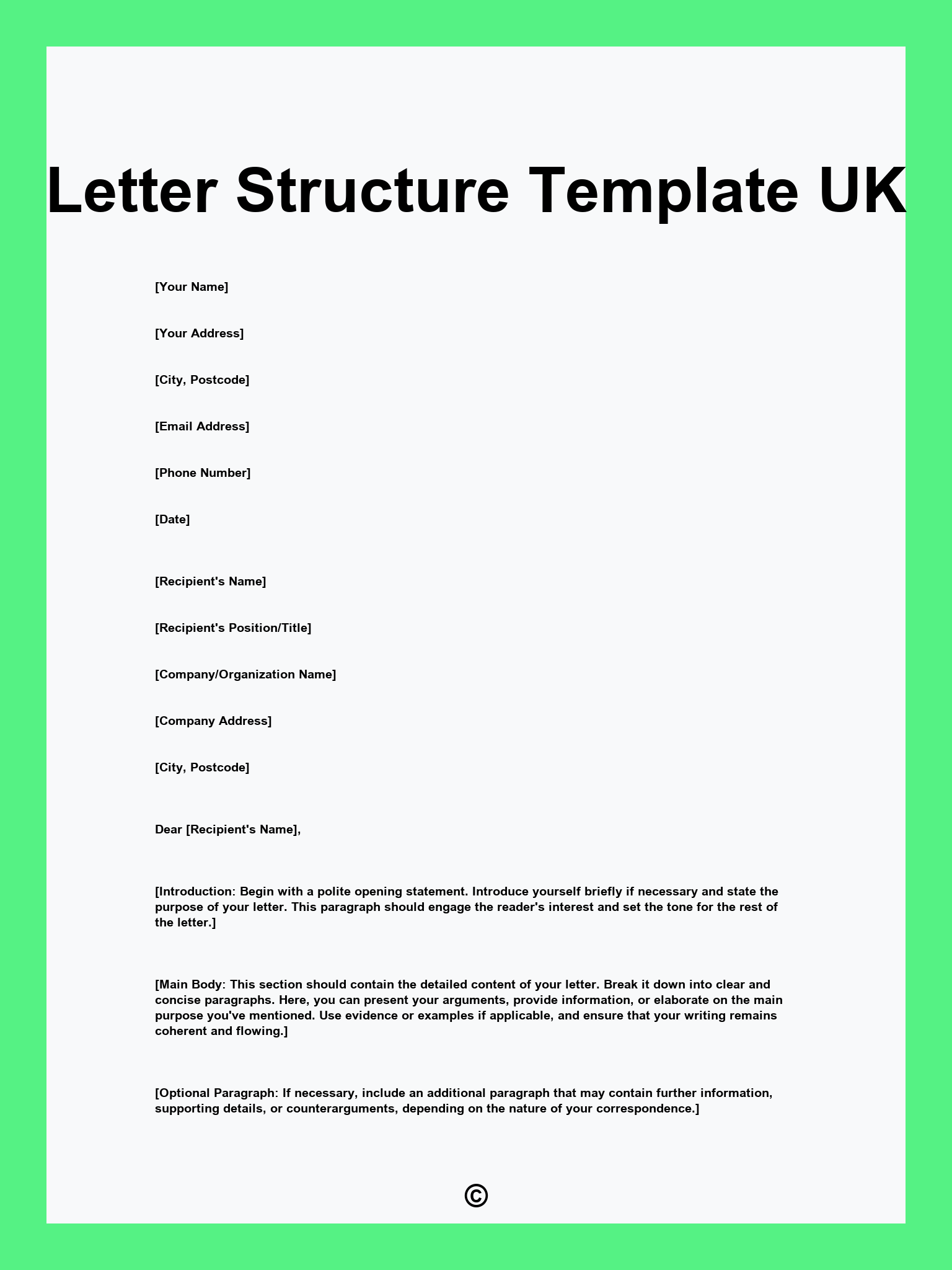 Letter Structure Template UK