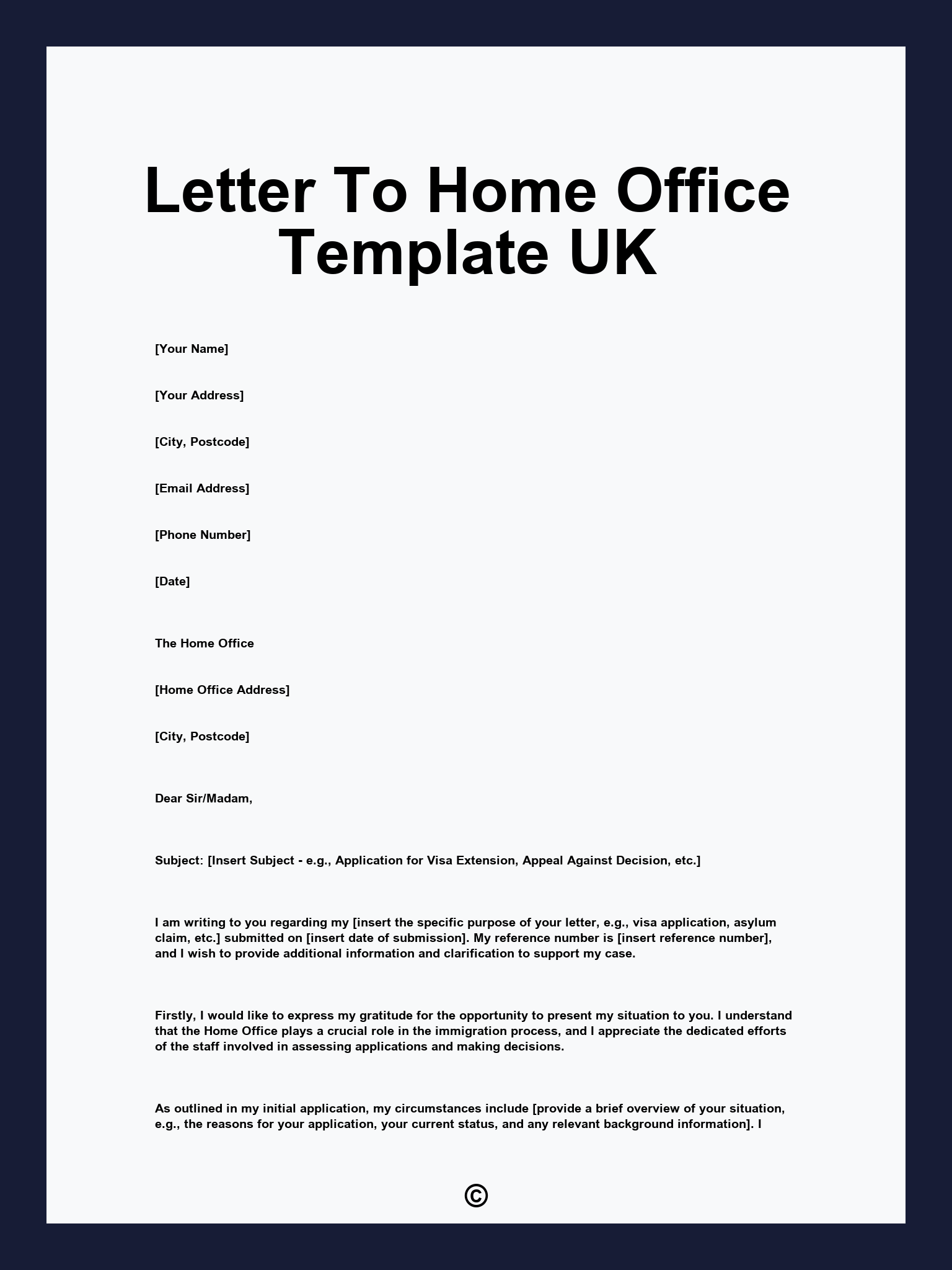 Letter To Home Office Template UK