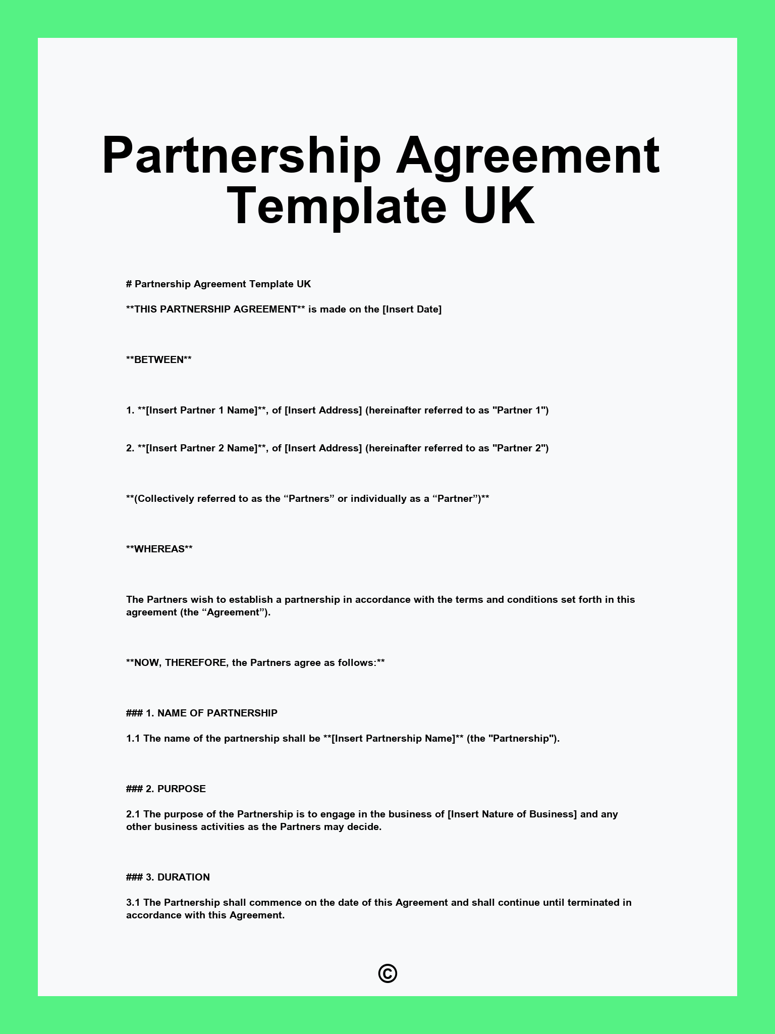 Partnership Agreement Template UK