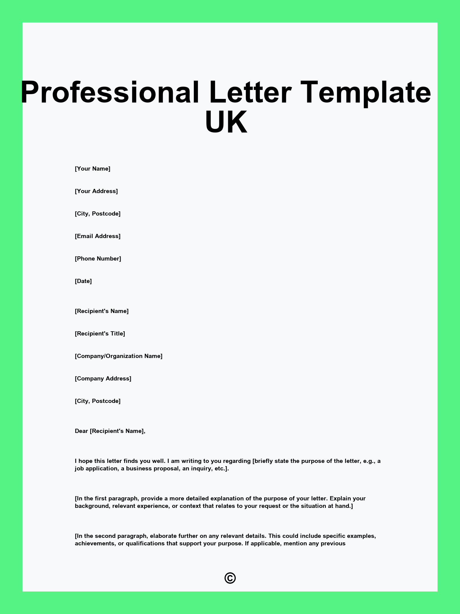 Professional Letter Template UK