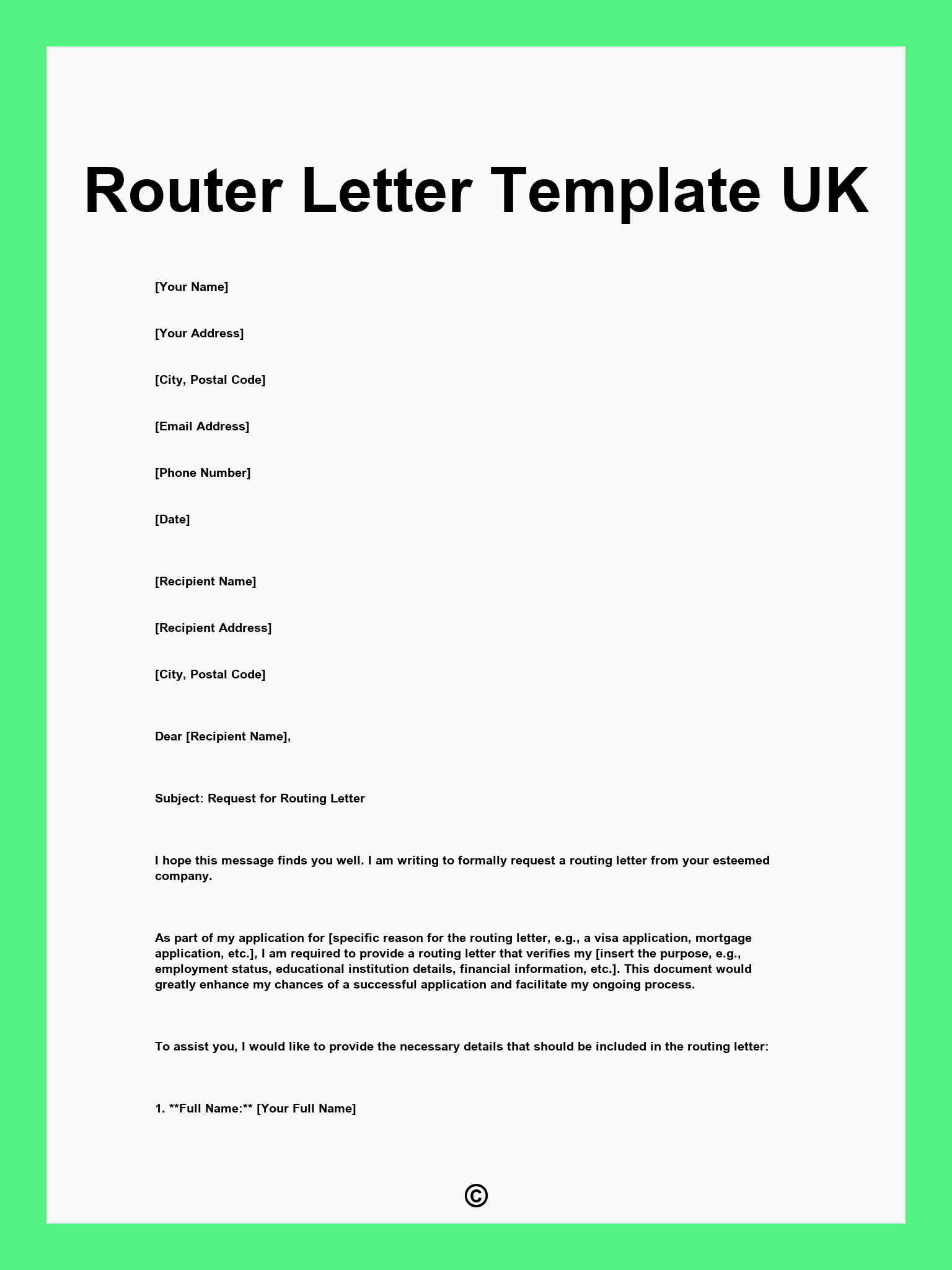 Router Letter Template UK