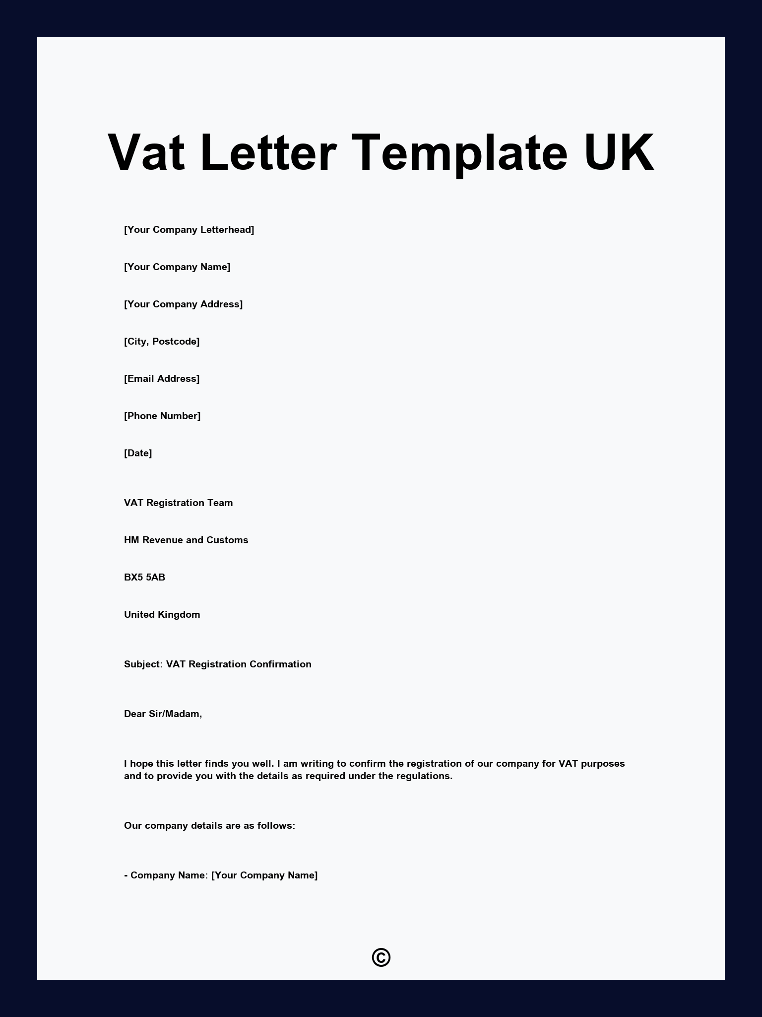 Vat Letter Template UK